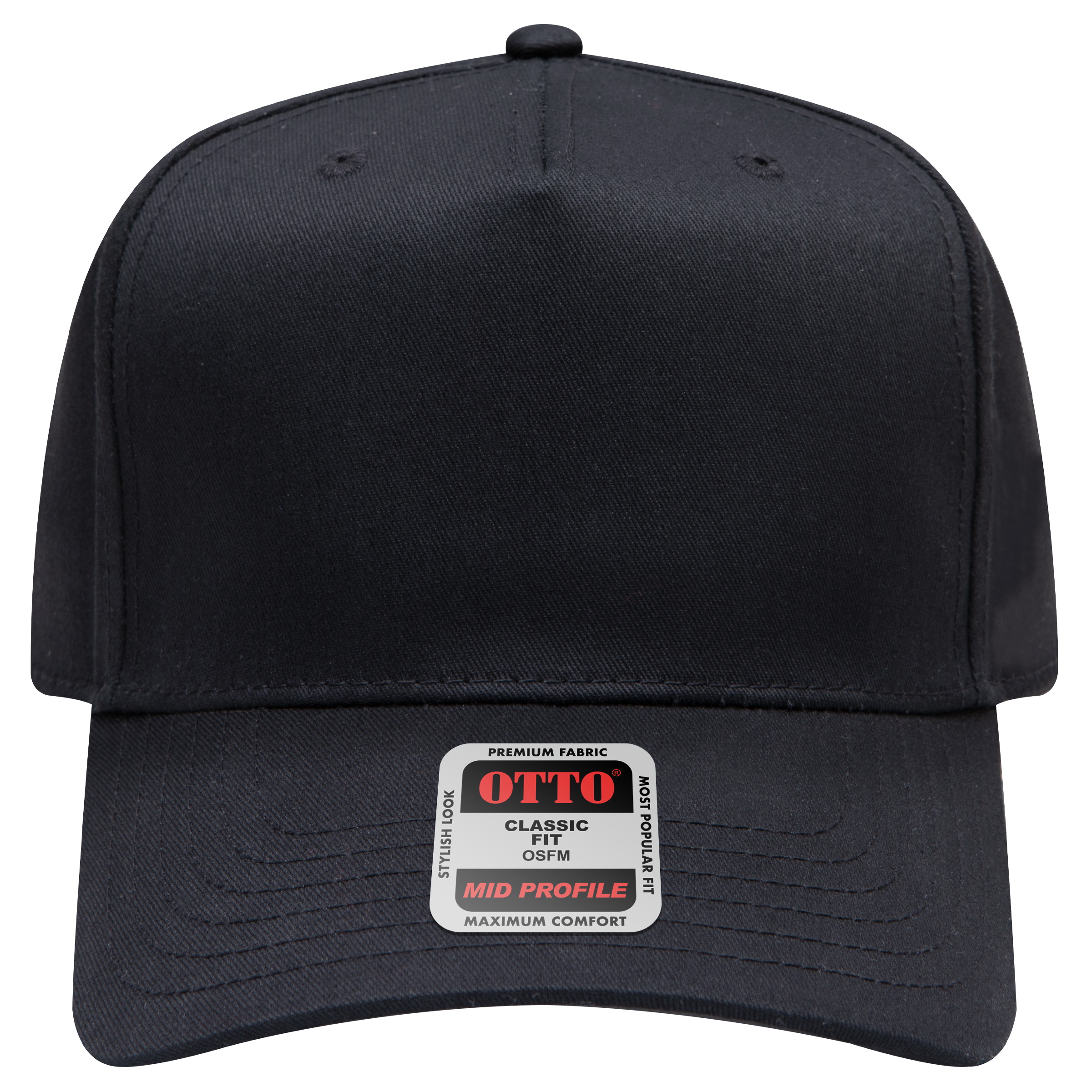 OTTO Mid Profile Hats in Black — front